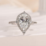 Sophisticated Pear Cut Halo Sterling Silver Engagement Ring