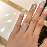 Luxurious 5.0ct Heart Cut Engagement Ring In Sterling Silver