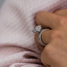Radiant Cut White Gold Plated 925 Sterling Silver Ring Set with Cubic Zirconia Classic Wedding Ring Set
