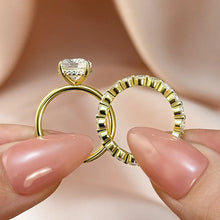 Refined Cushion Cut 4.0ct Hidden Halo 925 Sterling Silver Wedding Ring Set