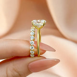 Refined Cushion Cut 4.0ct Hidden Halo 925 Sterling Silver Wedding Ring Set