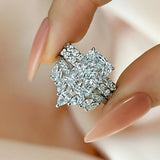 Dazzling Radiant Cut 5.0ct 3PC Ring 925 Sterling Silver Wedding Ring Set