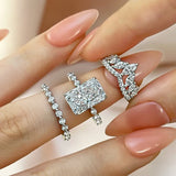 Dazzling Radiant Cut 5.0ct 3PC Ring 925 Sterling Silver Wedding Ring Set