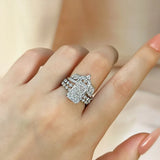 Dazzling Radiant Cut 5.0ct 3PC Ring 925 Sterling Silver Wedding Ring Set
