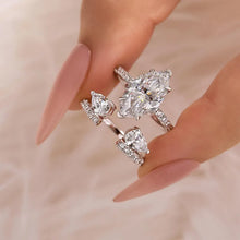 Luxurious Marquise Cut 4.0Ct Hidden Halo 925 Sterling Silver Wedding Ring Set