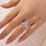 Luxurious Marquise Cut 4.0Ct Hidden Halo 925 Sterling Silver Wedding Ring Set