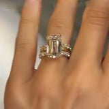 Majestic Solitaire 3.0ct Emerald Cut Sterling Silver Wedding Ring Set