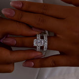 Brilliant Radiant Cut 5.0ct Hidden Halo 925 Sterling Silver Wedding Ring Set