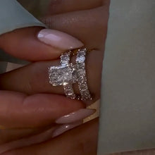 Brilliant Radiant Cut 5.0ct Hidden Halo 925 Sterling Silver Wedding Ring Set