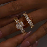 Dimensional Radiant Cut 3.0ct Pave 925 Sterling Silver Wedding Ring Set