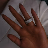 Brilliant Radiant Cut 5.0ct Hidden Halo 925 Sterling Silver Wedding Ring Set