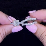 Princess Cut White Gold Plated 925 Sterling Silver Ring Set with Cubic Zirconia Deluxe-styled Ring Set