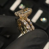 Breathtaking Pave 5.0ct Cushion Cut Sterling Silver Wedding Ring Set