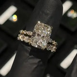 Breathtaking Pave 5.0ct Cushion Cut Sterling Silver Wedding Ring Set