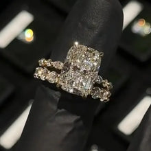 Breathtaking Pave 5.0ct Cushion Cut Sterling Silver Wedding Ring Set