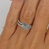 Chunky Cushion Cut 3 Ct Pave 925 Sterling Silver Wedding Ring Set