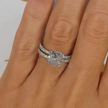 Chunky Cushion Cut 3 Ct Pave 925 Sterling Silver Wedding Ring Set