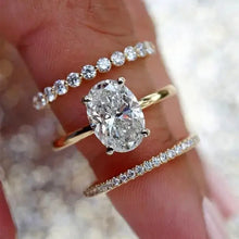 Elegant Oval Cut Solitaire Sterling Silver Bridal Set