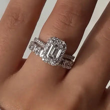 Elegant Emerald Cut Bridal Set in 925 Sterling Silver