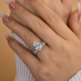 Elegant Oval Cut Solitaire Sterling Silver Bridal Set