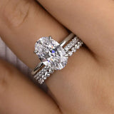Elegant Oval Cut Solitaire Sterling Silver Bridal Set