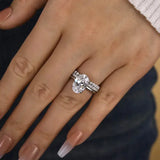 Elegant Oval Cut Solitaire Sterling Silver Bridal Set