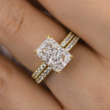 925 Sterling Silver Radiant Cut Wedding Ring Set