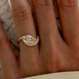 Opulent Pave Twist Design Marquise Cut 3.0ct Engagement Ring In Sterling Silver