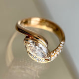 Opulent Pave Twist Design Marquise Cut 3.0ct Engagement Ring In Sterling Silver