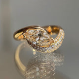 Opulent Pave Twist Design Marquise Cut 3.0ct Engagement Ring In Sterling Silver