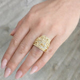 Deluxe Princess & Emerald Cut 4.0Ct Cluster 925 Sterling Silver Bridal Set