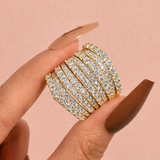Dazzling 925 Sterling Silver Pave Round Cut Wide Band Wedding Ring