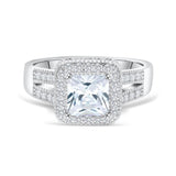 Luxurious 925 Sterling Silver Halo 2.0ct Princess Cut Engagement Ring