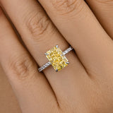 Gorgeous Radiant Cut 3.3ct Yellow Stone Hidden Halo Engagement Ring In Sterling Silver