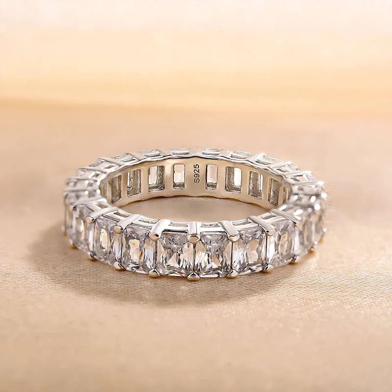 925 Sterling Silver Radiant Cut Wedding Ring