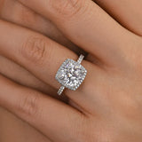 Charming Cushion Cut 4.0ct Halo Design Engagement Ring In Sterling Silver