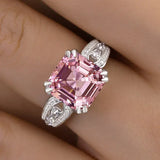 Elegant Asscher Cut 6.0ct Morganite Pink Engagement Ring