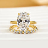 Brilliant Oval Cut 4.0ct Hidden Halo 925 Sterling Silver Wedding Ring Set