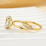Brilliant Oval Cut 4.0ct Hidden Halo 925 Sterling Silver Wedding Ring Set