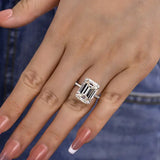 Luxurious Emerald Cut 11.5ct 925 Sterling Silver Engagement Ring