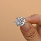 Charming Cushion Cut 4.0ct Halo Design Engagement Ring In Sterling Silver