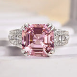 Elegant Asscher Cut 6.0ct Morganite Pink Engagement Ring