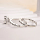 Opulent Cushion Cut 2.0 ct Hidden Halo 925 Sterling Silver Wedding Ring Set