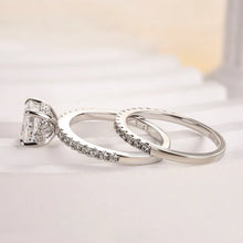 Opulent Cushion Cut 2.0 ct Hidden Halo 925 Sterling Silver Wedding Ring Set