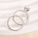Opulent Cushion Cut 2.0 ct Hidden Halo 925 Sterling Silver Wedding Ring Set