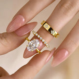 Solarii Noble Oval Cut 3PC Ring Set For Women