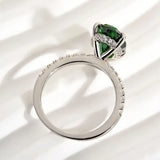 Classic Oval Cut 3.5ct Emerald Green Hidden Halo Engagement Ring In Sterling Silver