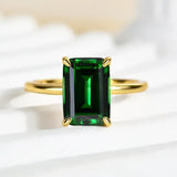 Glamorous 3.0ct Emerald Cut Engagement Ring In Sterling Silver