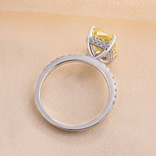 Gorgeous Radiant Cut 3.3ct Yellow Stone Hidden Halo Engagement Ring In Sterling Silver