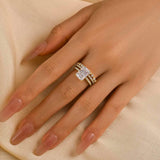 Elegant Radiant Cut 4.0ct Sterling Silver 3PC Ring Set